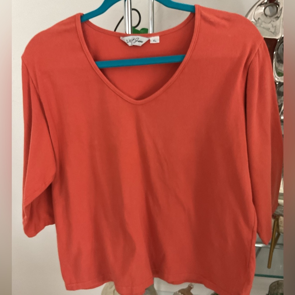 Liz & Jane Women's 3/4 Sleeve Coral Tee